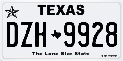 TX license plate DZH9928