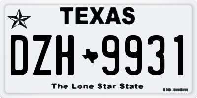 TX license plate DZH9931