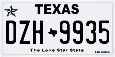 TX license plate DZH9935