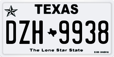 TX license plate DZH9938
