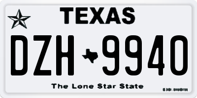 TX license plate DZH9940
