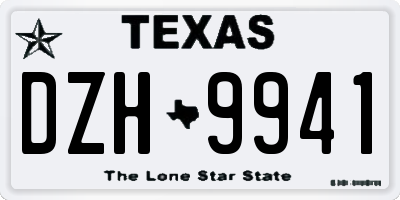 TX license plate DZH9941