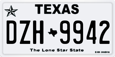 TX license plate DZH9942