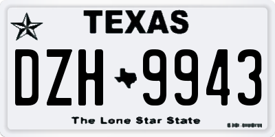 TX license plate DZH9943