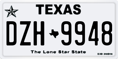 TX license plate DZH9948