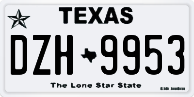 TX license plate DZH9953