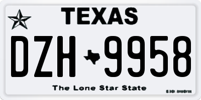 TX license plate DZH9958