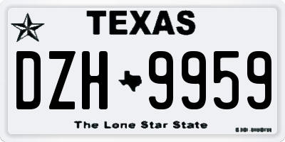 TX license plate DZH9959