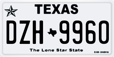 TX license plate DZH9960