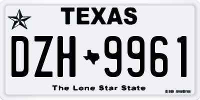 TX license plate DZH9961