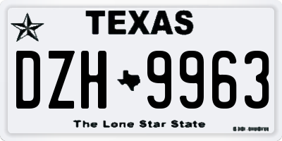 TX license plate DZH9963