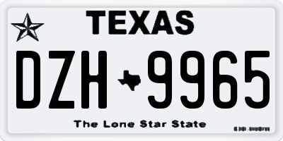 TX license plate DZH9965