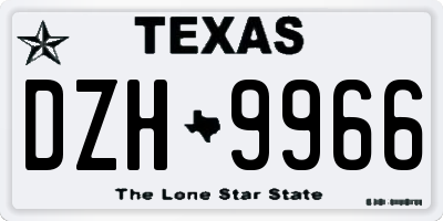 TX license plate DZH9966