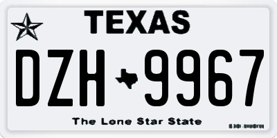TX license plate DZH9967