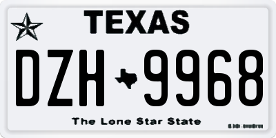 TX license plate DZH9968
