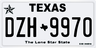 TX license plate DZH9970