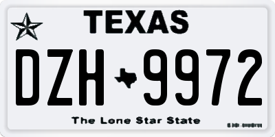 TX license plate DZH9972