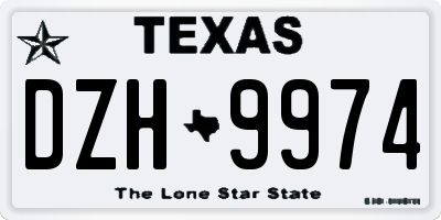 TX license plate DZH9974
