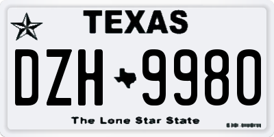 TX license plate DZH9980