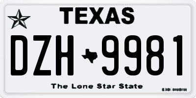 TX license plate DZH9981