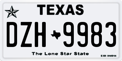 TX license plate DZH9983