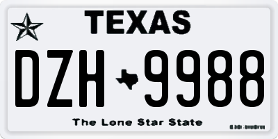 TX license plate DZH9988