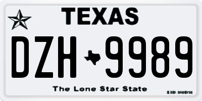 TX license plate DZH9989