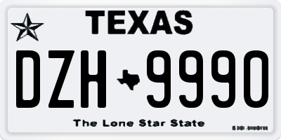 TX license plate DZH9990