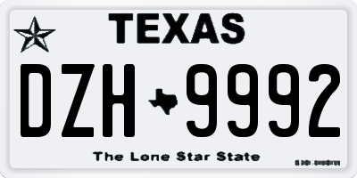 TX license plate DZH9992