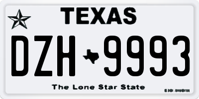 TX license plate DZH9993