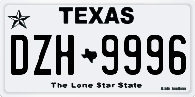 TX license plate DZH9996
