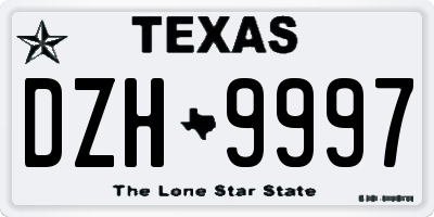 TX license plate DZH9997