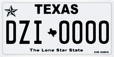 TX license plate DZI0000