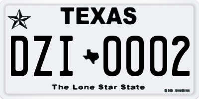 TX license plate DZI0002