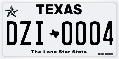 TX license plate DZI0004