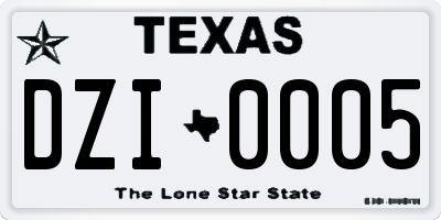 TX license plate DZI0005
