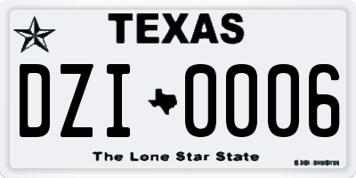 TX license plate DZI0006
