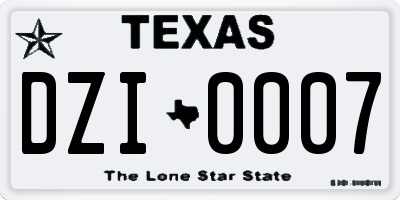TX license plate DZI0007