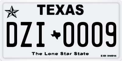 TX license plate DZI0009