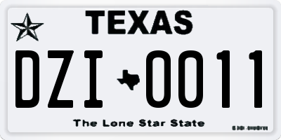 TX license plate DZI0011