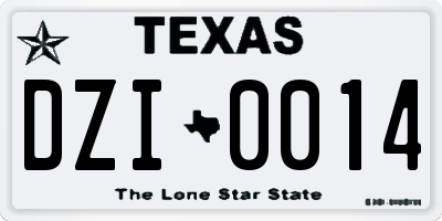 TX license plate DZI0014