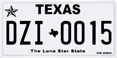 TX license plate DZI0015