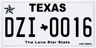 TX license plate DZI0016