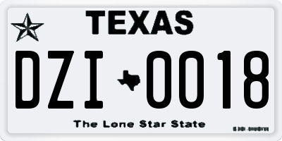 TX license plate DZI0018