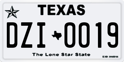 TX license plate DZI0019