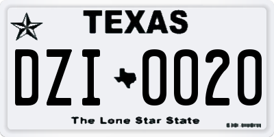 TX license plate DZI0020