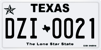 TX license plate DZI0021