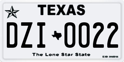 TX license plate DZI0022