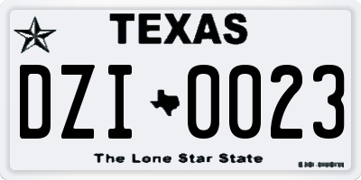 TX license plate DZI0023