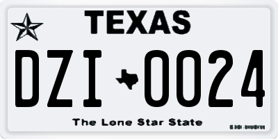 TX license plate DZI0024